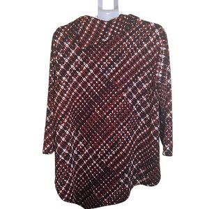 Ruby Rd. Red , White, and Black pullover blouse.